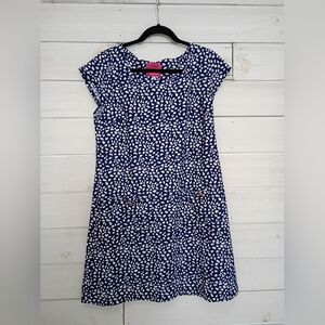 Gingy Navy and White Patterned Short Sleeves Dress